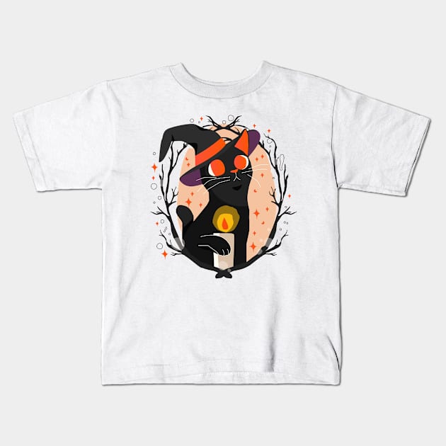 Halloween cat Kids T-Shirt by CatMarceline